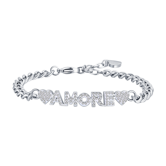 PULSERA AMOROSA DE ACERO PARA MUJER CON CRISTALES BLANCOS