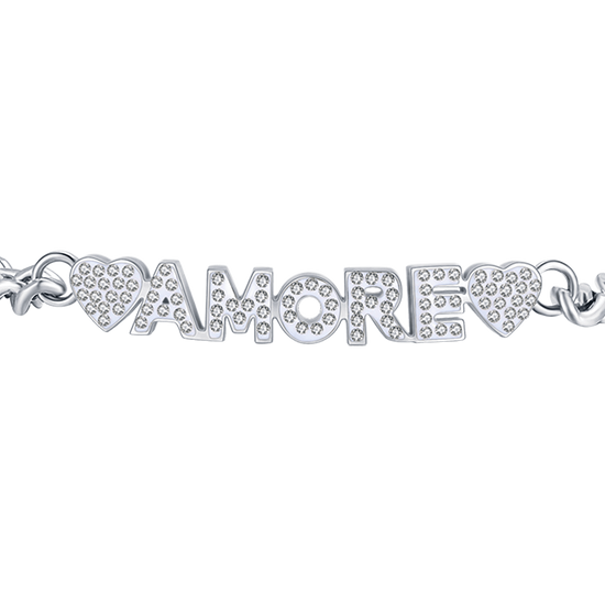 PULSERA AMOROSA DE ACERO PARA MUJER CON CRISTALES BLANCOS