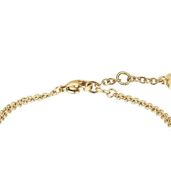 PULSERA DE ACERO DORADO PARA MUJER CON CRISTALES NEGROS