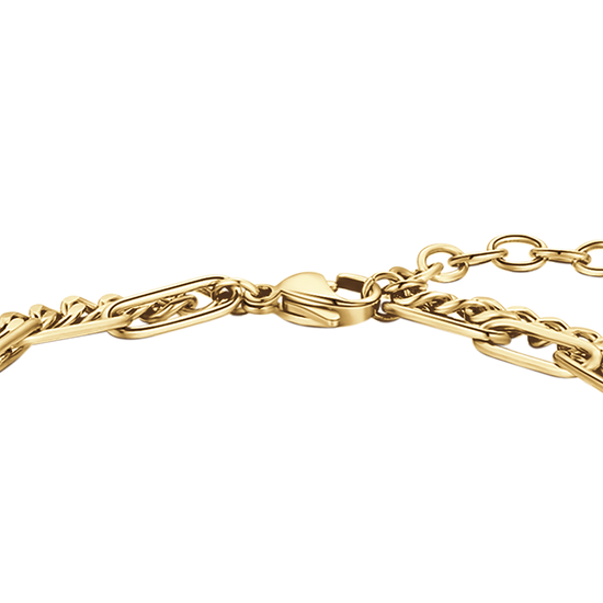 PULSERA DE ACERO DORADO PARA MUJER CON CORAZONES Y ESTRELLAS