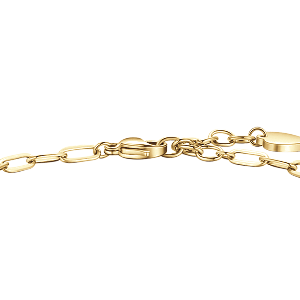 PULSERA DE ACERO DORADO PARA MUJER CON CORAZÓN, ZAPATO Y ESTRELLA