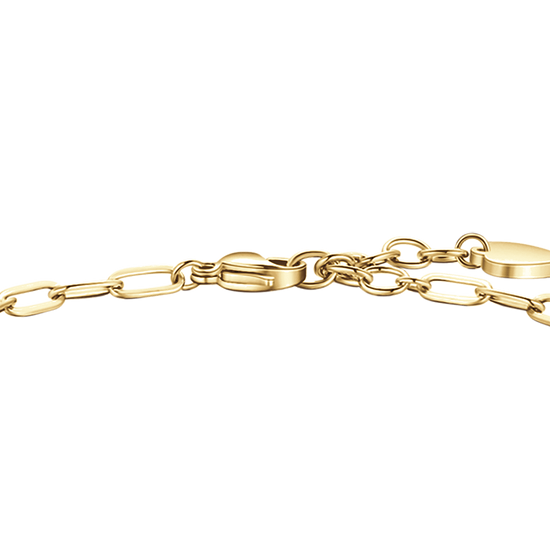 PULSERA DE ACERO DORADO PARA MUJER CON CORAZÓN, ZAPATO Y ESTRELLA