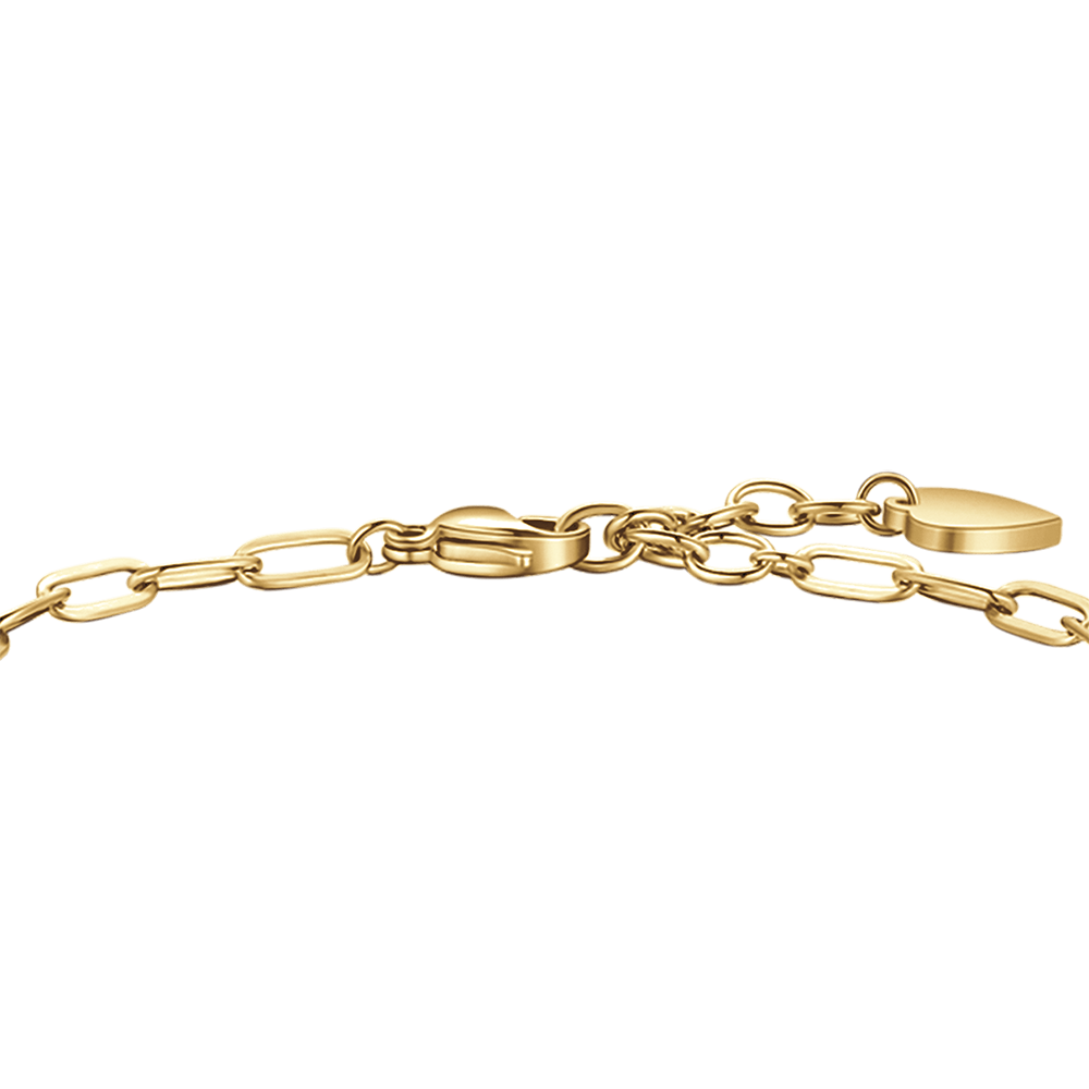 PULSERA DE ACERO DORADO PARA MUJER CON LUNA, BÚHO Y ESTRELLA