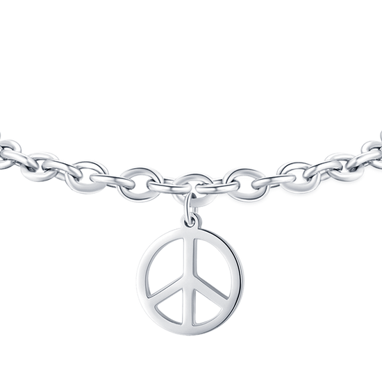 PULSERA DE ACERO PARA MUJER CON EL SÍMBOLO DE LA PAZ