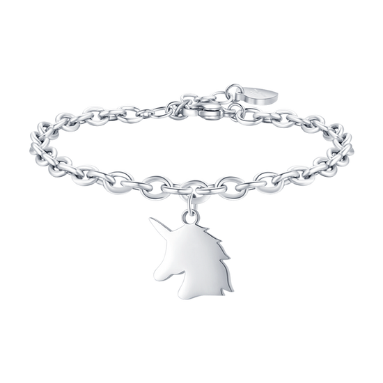 PULSERA DE ACERO PARA MUJER CON UNICORNIO