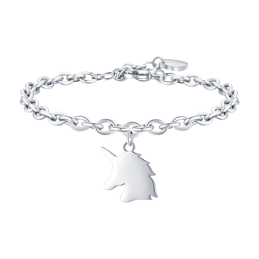 PULSERA DE ACERO PARA MUJER CON UNICORNIO