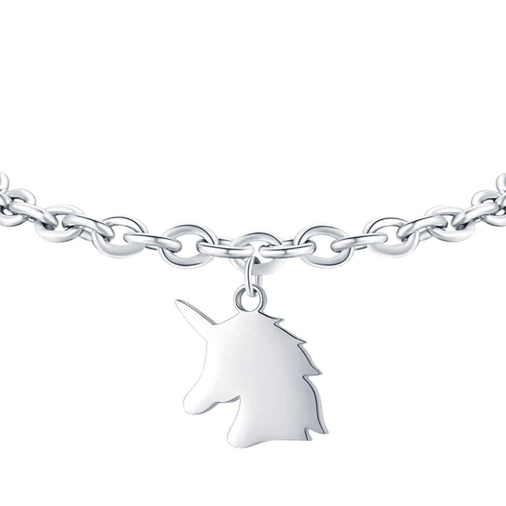 PULSERA DE ACERO PARA MUJER CON UNICORNIO