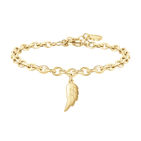 BRAZALETE DE ACERO DORADO PARA MUJER CON ALA