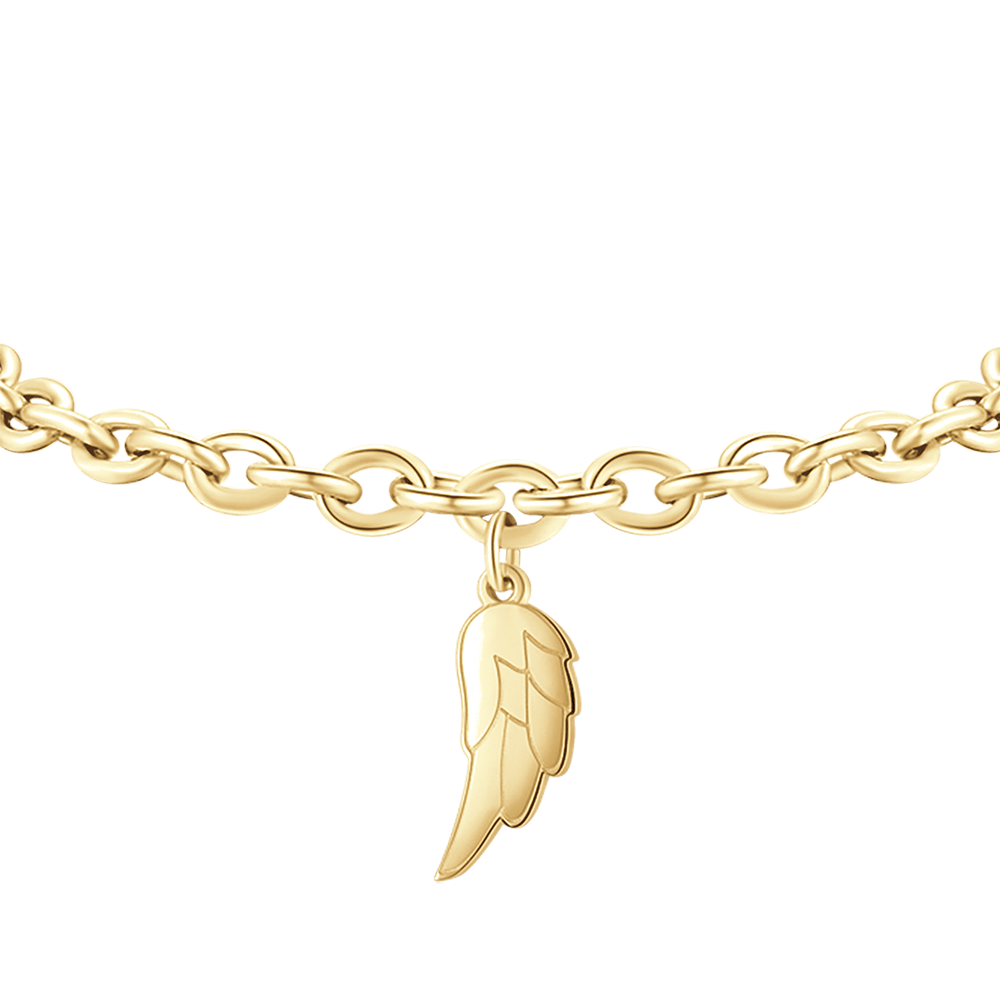 BRAZALETE DE ACERO DORADO PARA MUJER CON ALA