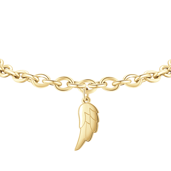 BRAZALETE DE ACERO DORADO PARA MUJER CON ALA