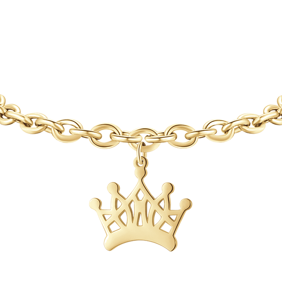 BRAZALETE DE ACERO DORADO PARA MUJER CON CORONA