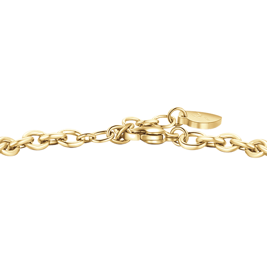 PULSERA DE ACERO DORADO CON CIERRE DE CORAZÓN PARA MUJER