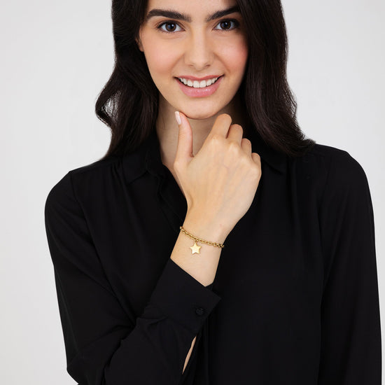 PULSERA DE ACERO DORADO PARA MUJER CON ESTRELLA