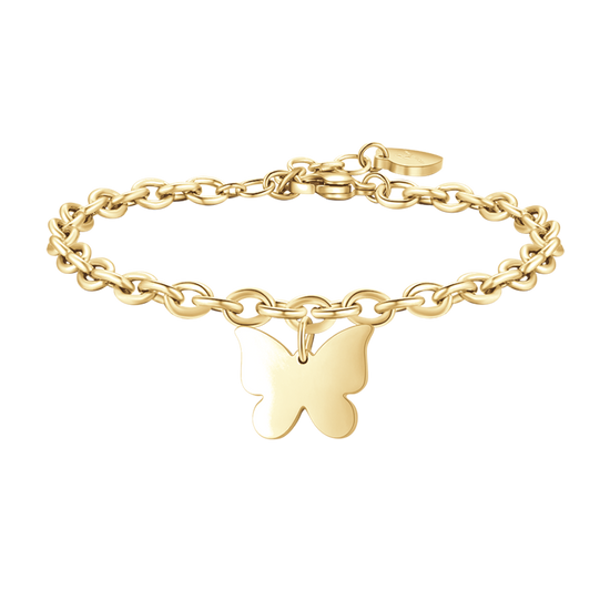 PULSERA DE ACERO DORADO PARA MUJER CON MARIPOSA