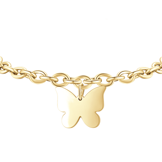 PULSERA DE ACERO DORADO PARA MUJER CON MARIPOSA