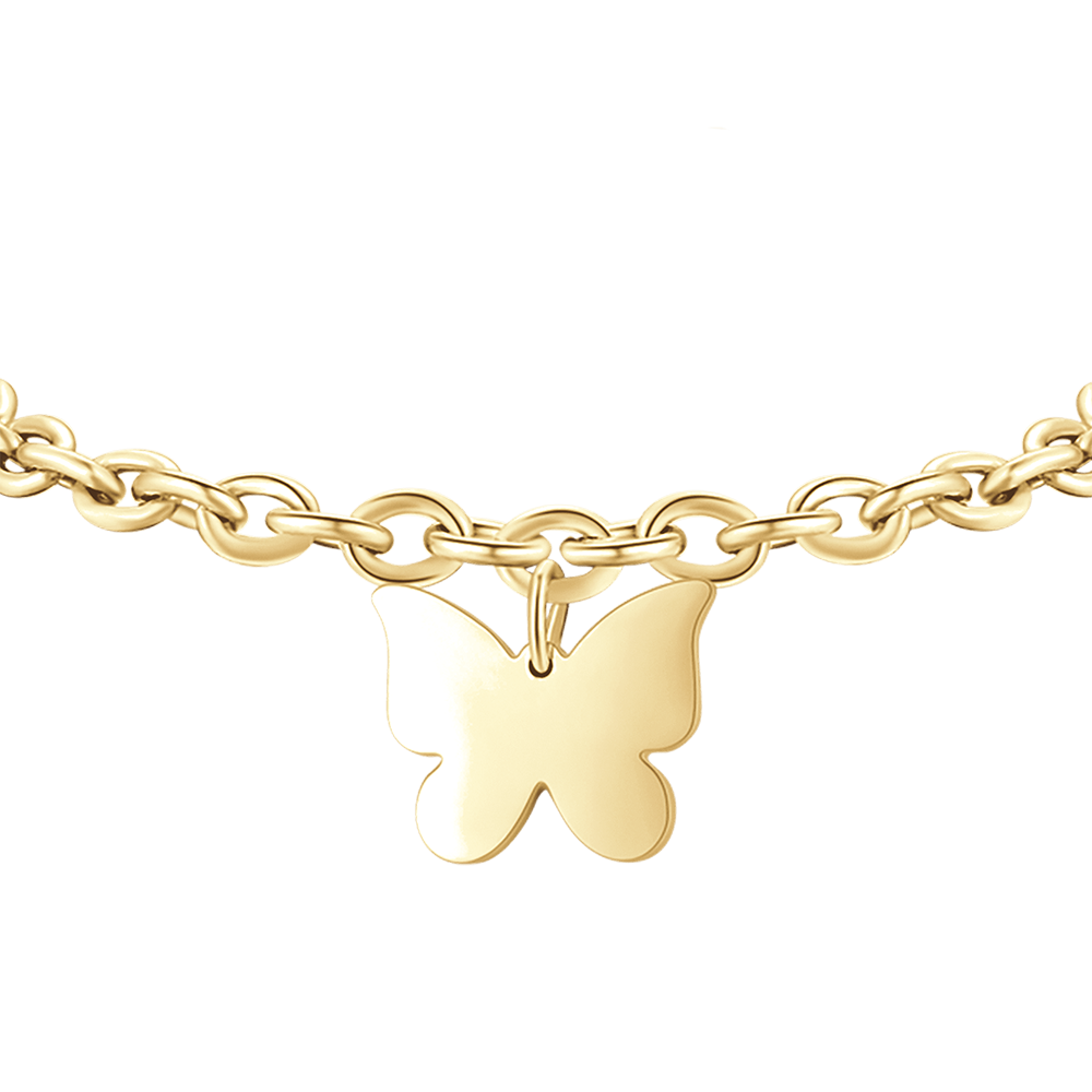 PULSERA DE ACERO DORADO PARA MUJER CON MARIPOSA