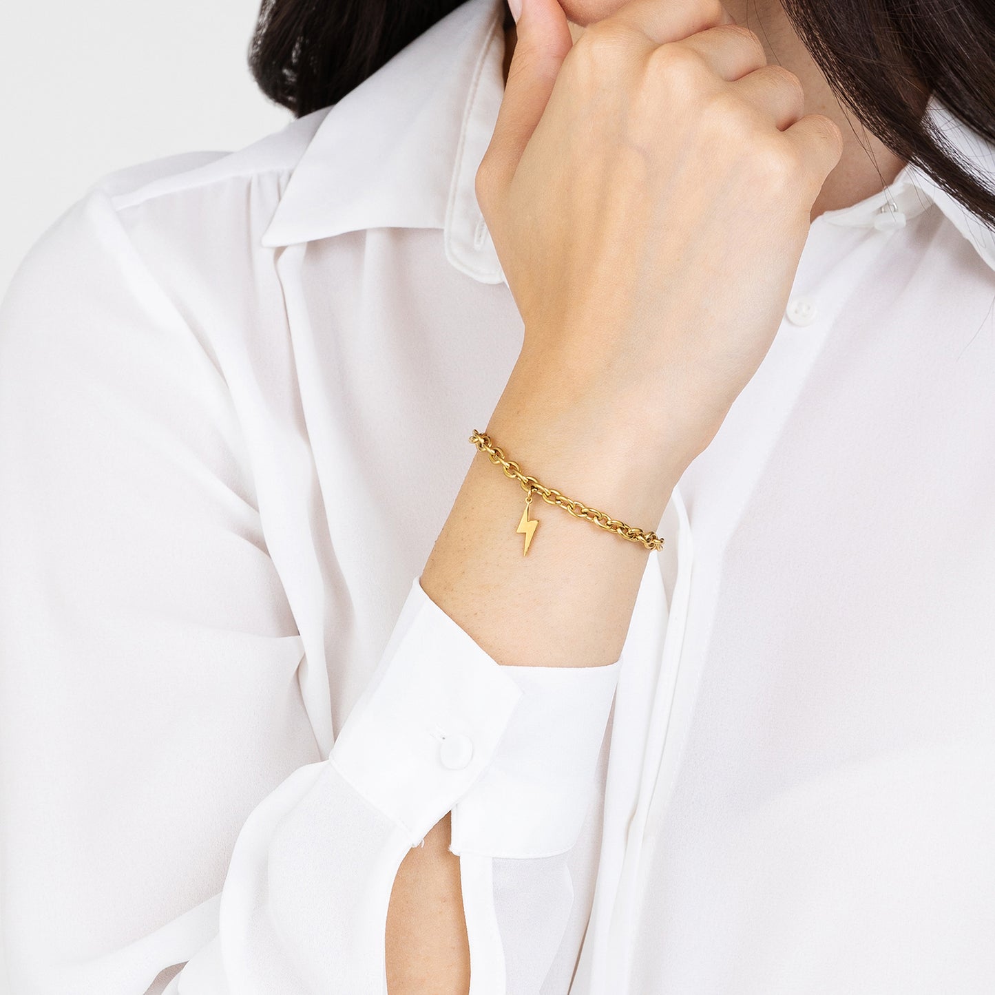 PULSERA DE ACERO DORADO PARA MUJER CON FULMINA Luca Barra