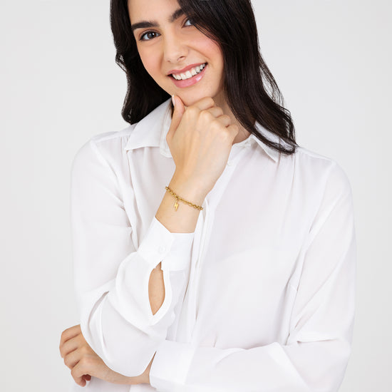 BRAZALETE DE ACERO DORADO PARA MUJER LIGHTNING