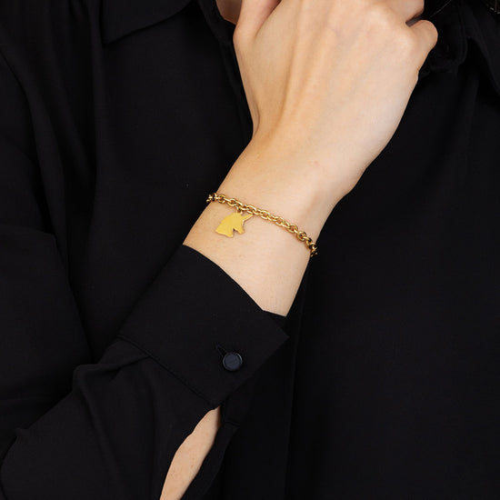 PULSERA DE ACERO DORADO PARA MUJER CON UNICORNIO