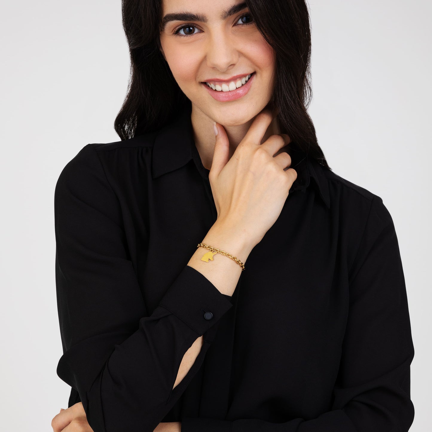 PULSERA DE ACERO DORADO PARA MUJER CON UNICORNIO