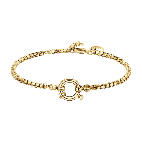PULSERA DE ACERO DORADO PARA MUJER CON ARO