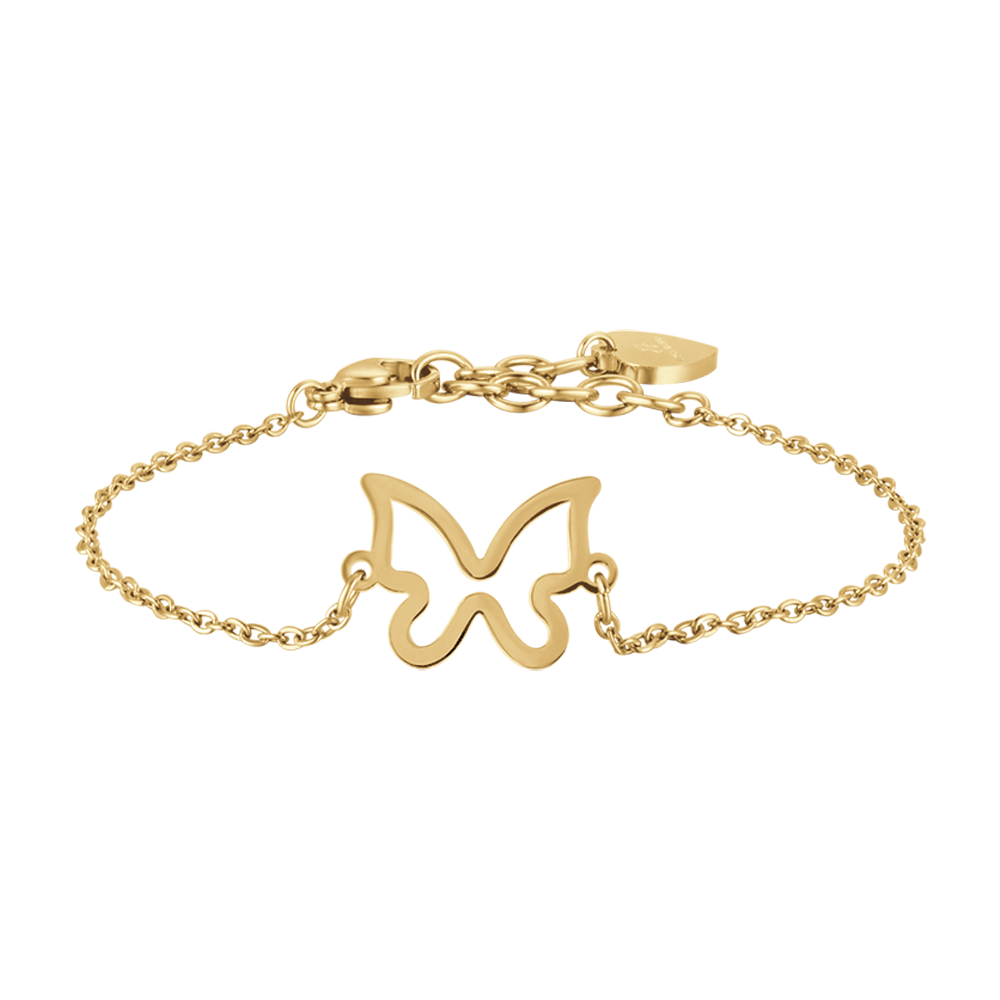 PULSERA DE ACERO DORADO PARA MUJER CON MARIPOSA VACIA Luca Barra