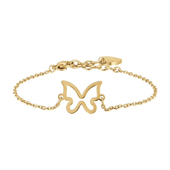 PULSERA DE ACERO DORADO PARA MUJER CON MARIPOSA VACIA Luca Barra