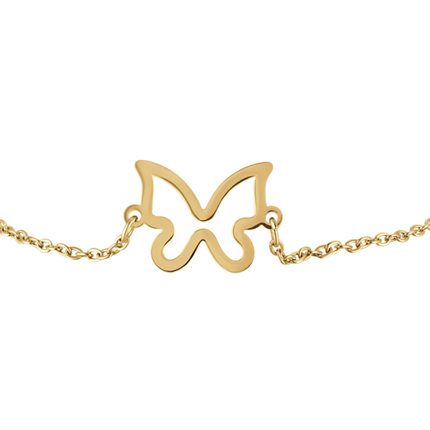 PULSERA DE ACERO DORADO PARA MUJER CON MARIPOSA HUECA