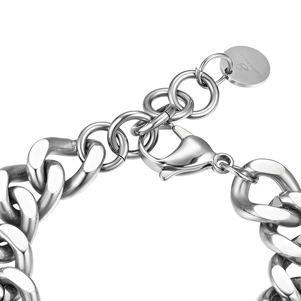 PULSERA DE ACERO PARA MUJER CON CRISTALES FUCSIA