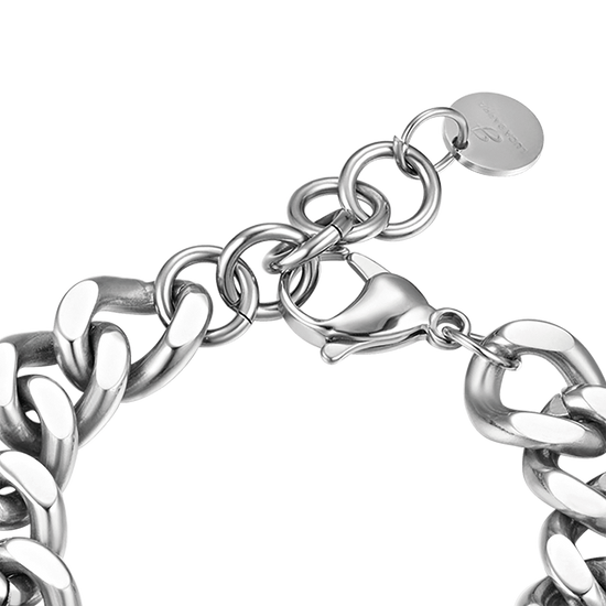 PULSERA DE ACERO PARA MUJER CON CRISTALES FUCSIA