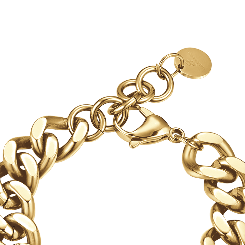 PULSERA DE MUJER DE ACERO DORADO Y CRISTAL BLANCO