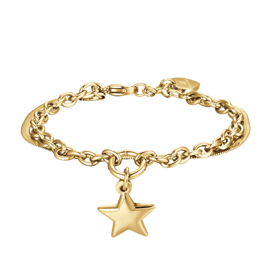 IP PULSERA DE ACERO DORADO PARA MUJER CON ESTRELLA Y CIRCULO
