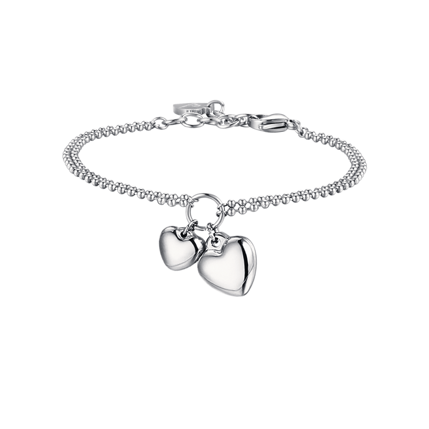 IP PULSERA DE ACERO DORADO PARA MUJER CON CORAZONES DE DIFERENTES TAMAÑOS