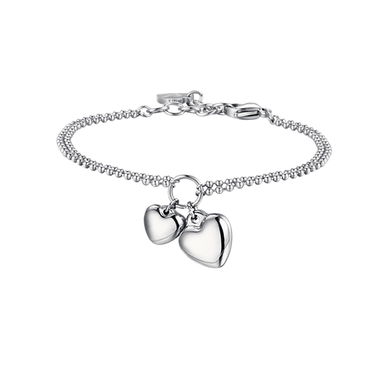IP PULSERA DE ACERO DORADO PARA MUJER CON CORAZONES DE DIFERENTES TAMAÑOS