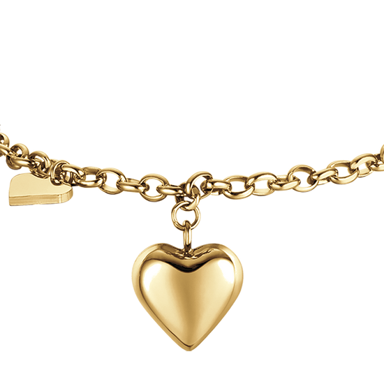 IP PULSERA DE ACERO DORADO PARA MUJER CON CORAZONES