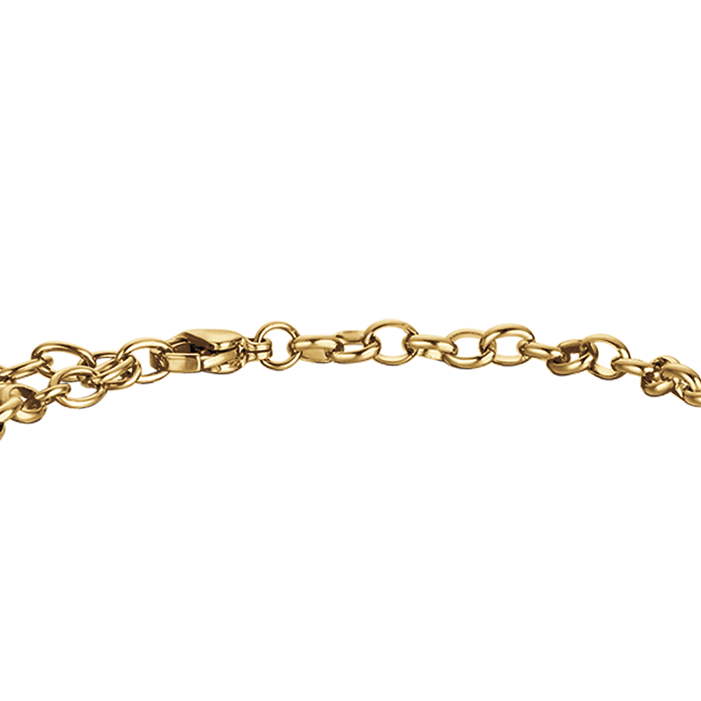 IP PULSERA DE ACERO DORADO PARA MUJER CON CORAZONES
