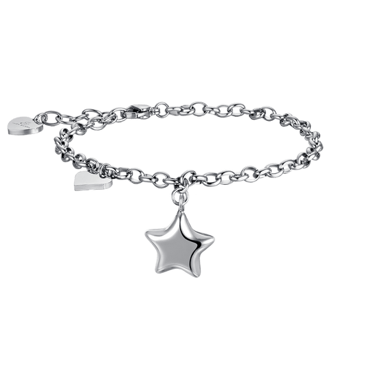 IP PULSERA DE ACERO DORADO PARA MUJER CON ESTRELLA Y CORAZÓN
