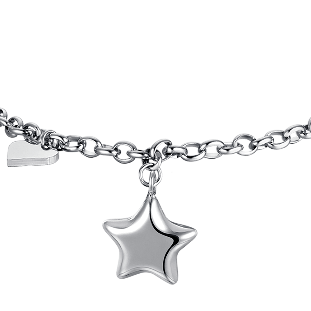 IP PULSERA DE ACERO DORADO PARA MUJER CON ESTRELLA Y CORAZÓN