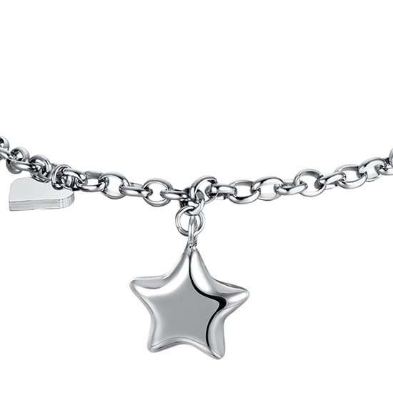 IP PULSERA DE ACERO DORADO PARA MUJER CON ESTRELLA Y CORAZÓN