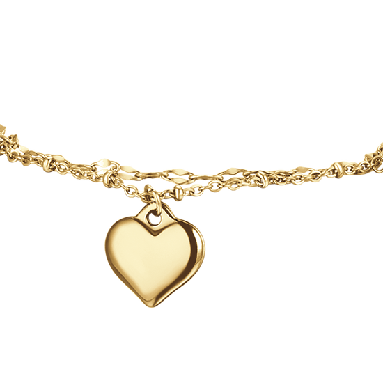 IP PULSERA DE ACERO DORADO PARA MUJER CON CORAZÓN Y CRISTALES BLANCOS