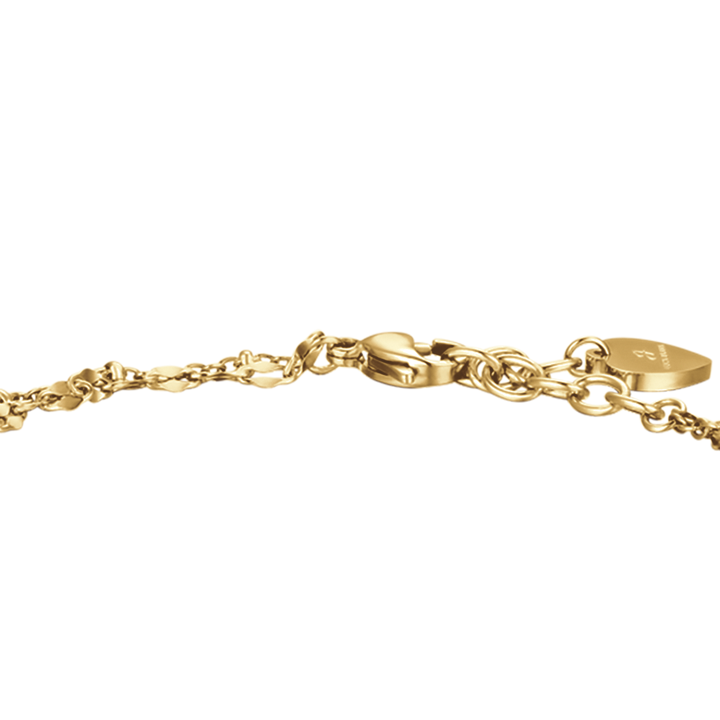 IP PULSERA DE ACERO DORADO PARA MUJER CON CORAZÓN Y CRISTALES BLANCOS