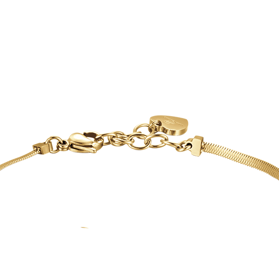 IP PULSERA DE ACERO DORADO PARA MUJER CON PIEDRAS BLANCAS