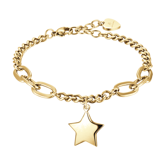 IP BRAZALETE DE ACERO DORADO PARA MUJER CON ESTRELLA COMPLETA