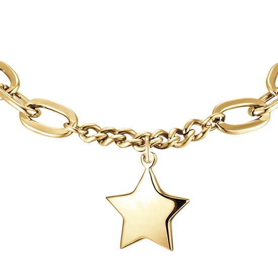 IP BRAZALETE DE ACERO DORADO PARA MUJER CON ESTRELLA COMPLETA