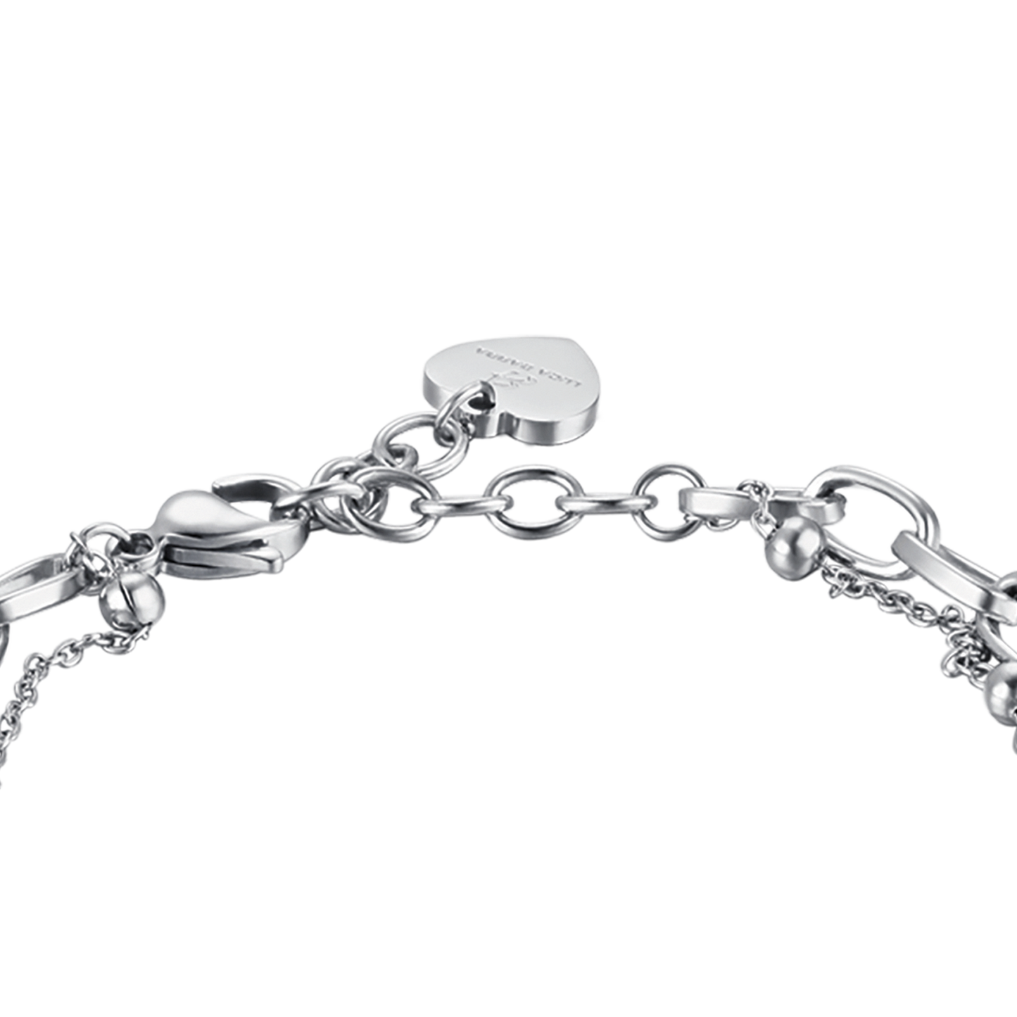 PULSERA DE ACERO PARA MUJER CON CORAZÓN Y PERLAS