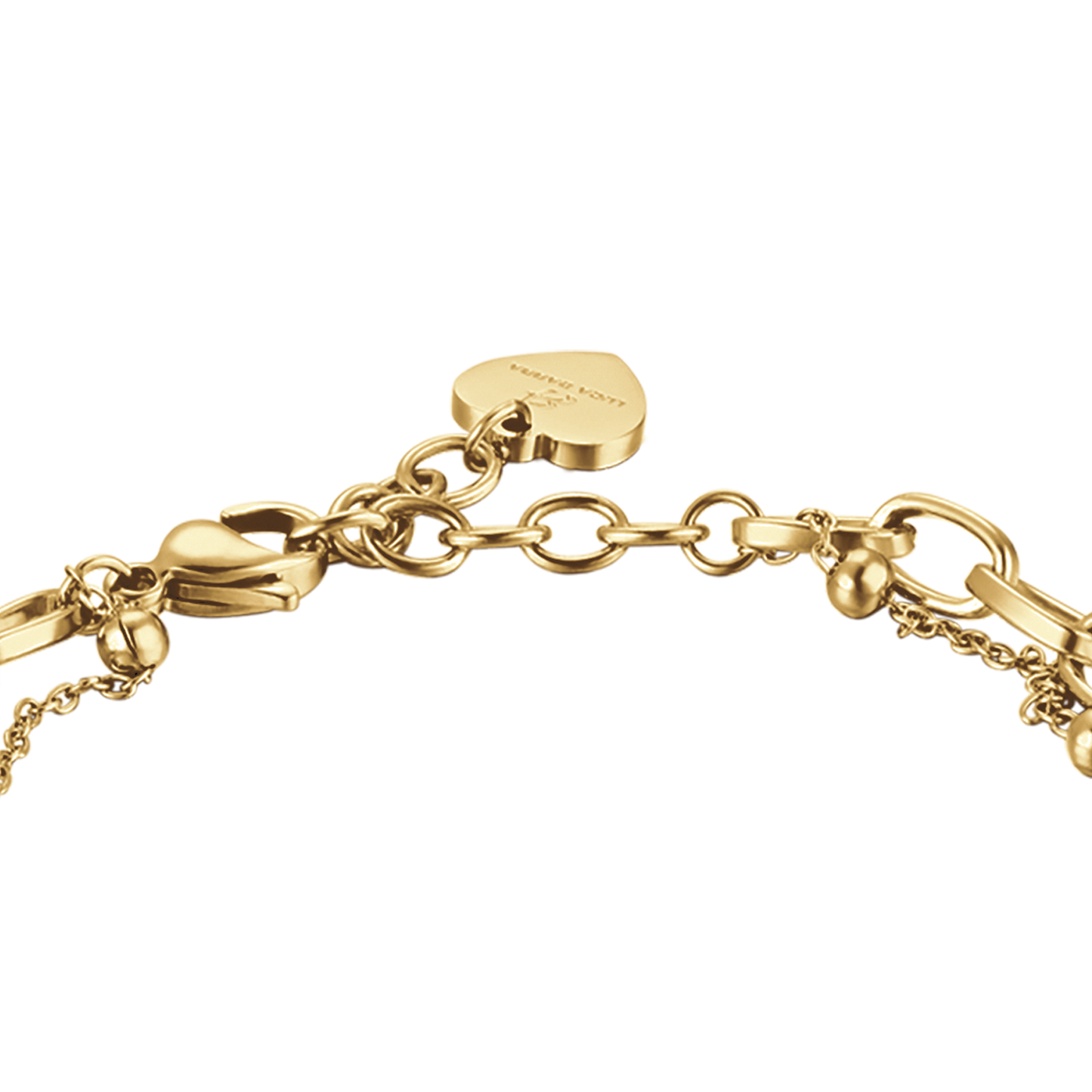 PULSERA DE ACERO PARA MUJER CON CORAZÓN Y PERLAS