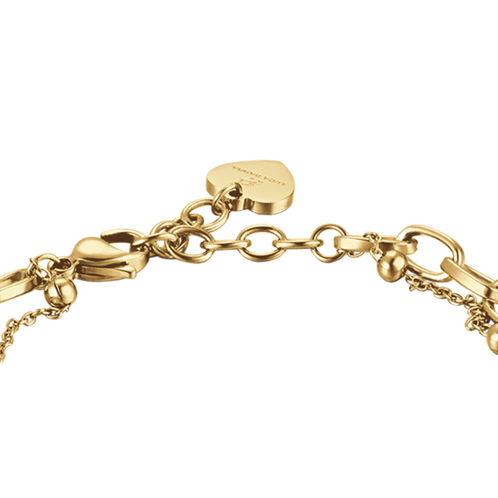 PULSERA DE ACERO PARA MUJER CON CORAZÓN Y PERLAS