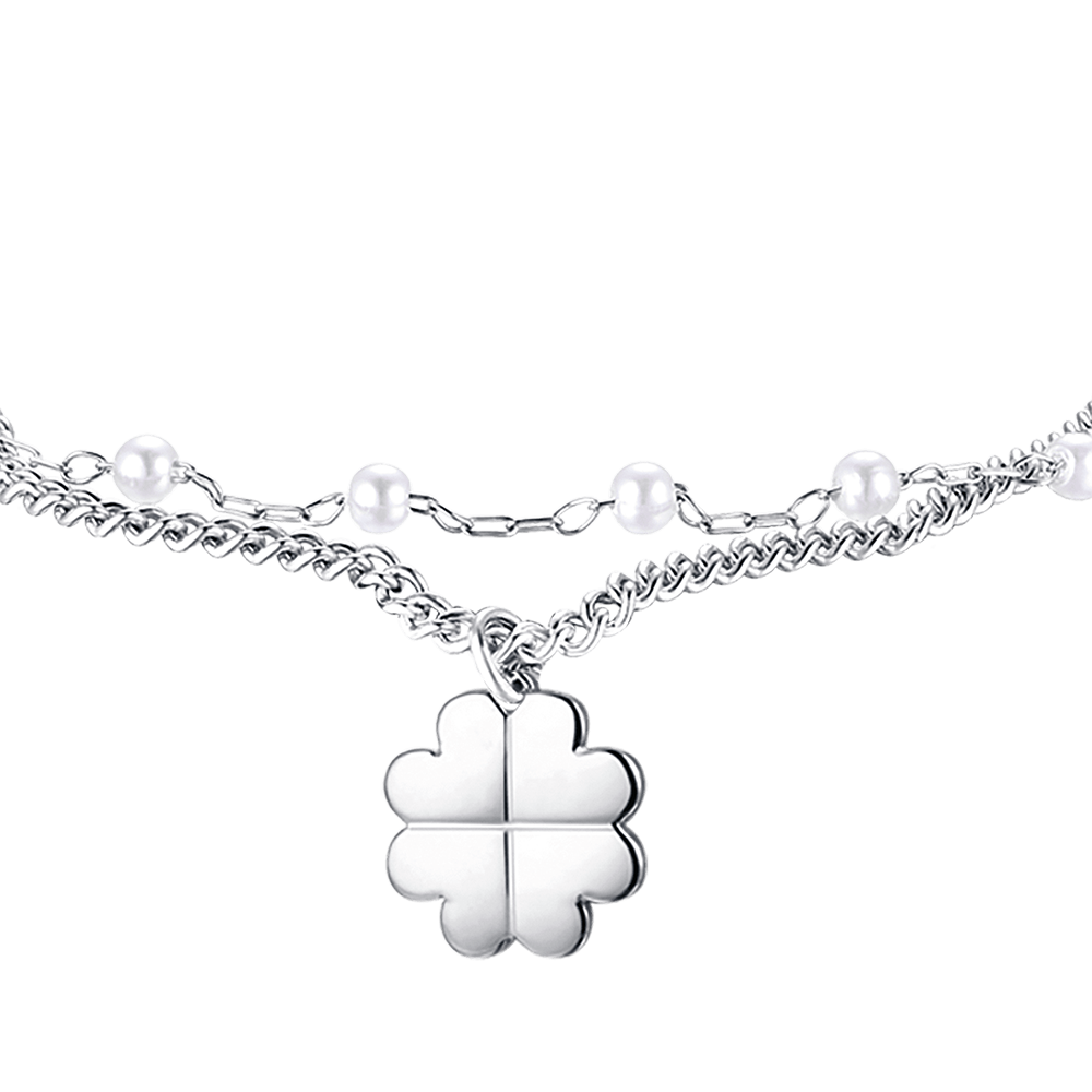 BRACCIALE DONNA IN ACCIAIO IP GOLD CON QUADRIFOGLIO