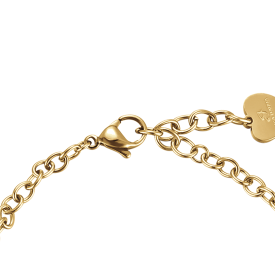 IP PULSERA DE ACERO DORADO PARA MUJER CON CRISTALES BLANCOS