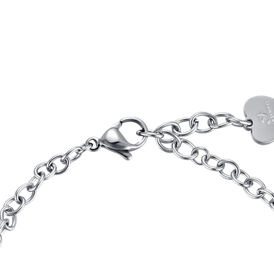 PULSERA DE ACERO PARA MUJER CON CRISTALES ROSAS